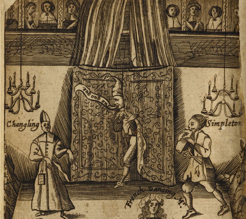 Frontispiece to The Wits, or Sport upon Sport, being a curious collection of several drols and farces, etc. (Written by ... Shake-spear, Fletcher, Johnson, Shirley, and others.) (pt. I.), (London: Francis Kirkman, 1673) The British Library, [accessed 05 March 2017]